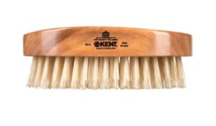 Kent Mens Finest Cherrywood Pure White Bristle Oval Travel Brush